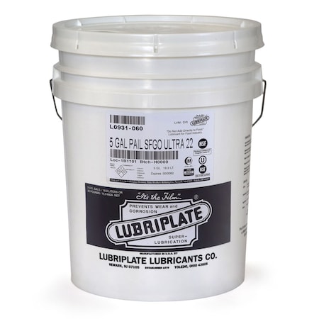 Lubriplate Sfgo Ultra 22, 5 Gal Pail, H-1/Food Grade Synthetic Fluid For Hydraulic And Cold Temp Apps, Iso-22 L0931-060